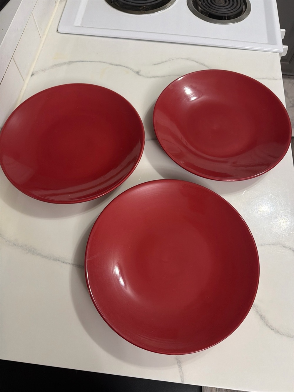 Red Ceramic Dinner plate - Set of 3 12”